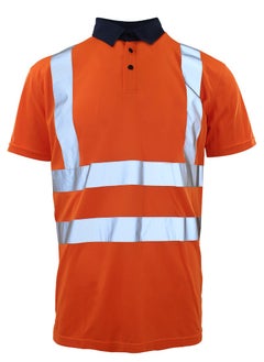 Zuolaya High Visibility T Shirt Reflective Stripes Short Sleeve Orange M  - Image 1