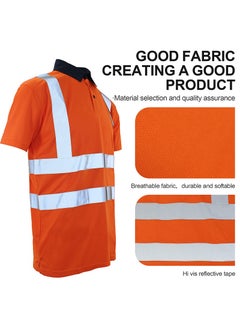 Zuolaya High Visibility T Shirt Reflective Stripes Short Sleeve Orange M  - Image 3