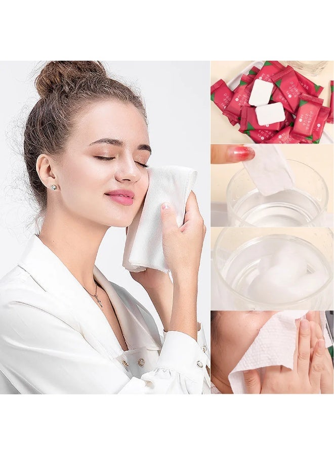 Small compressed cotton wipes/pads that turn into a soft towel when in contact with water, made from 100% natural plant fibers, ideal for cleaning the face and hands while traveling or out and about with hygienic single use. - Image 1