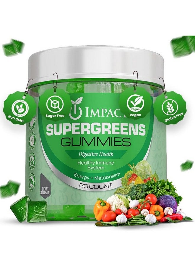 إمباكت IMPACT Supergreens Gummies - علكات نباتية غنية بالألياف للكبار والصغار - علكات خضراء تحتوي على فيتامينات أساسية - تدعم المناعة وصحة الأمعاء - 60 علكة نباتية - 4 جرام من الألياف لكل علكتين - Image 1