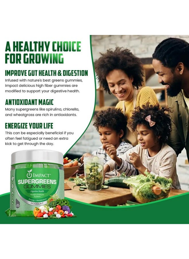 IMPACT Supergreens Gummies - Vegetarian Fiber Gummies for Adults & Kids - Green Gummies with Essential Vitamins - Support Immunity & Gut Health - 60 Veggie Gummies - 4g of Fiber per Two Gummies - pzsku/ZCF35477496FA55B1EB3EZ/45/_/1735908031/edbb5c8a-0870-4b5c-bbb6-ad6e5a837332