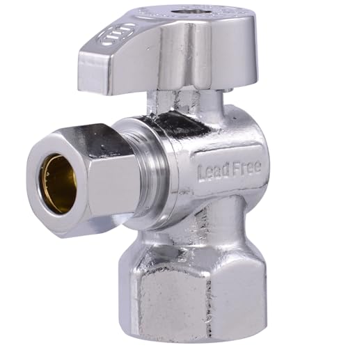Eastman 1/2 Inch FIP x 3/8 Inch OD Compression Quarter Turn Angle Stop Valve, Brass Plumbing Fitting, Chrome, 10733LF - Image 1