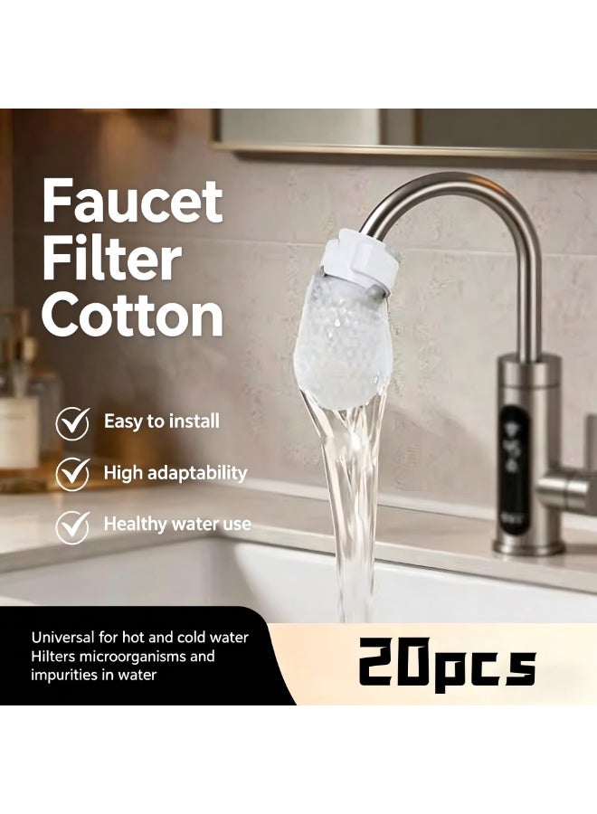 20-Pack Faucet Filter Socks with 2 Cable Ties, Universal Tap Water Filter Bags for Sediment & Rust Removal - Image 1