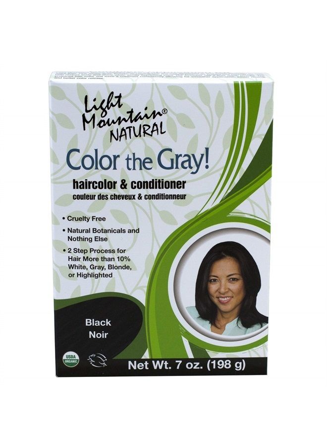 Light Mountain Henna Hair Color & Conditioner, Color the Gray - Black Hair Dye for Men/Women, Chemical-Free, Semi-Permanent Hair Color for White, Gray, and Blonde Hair, 7 Oz (Pack of 2) - Image 1