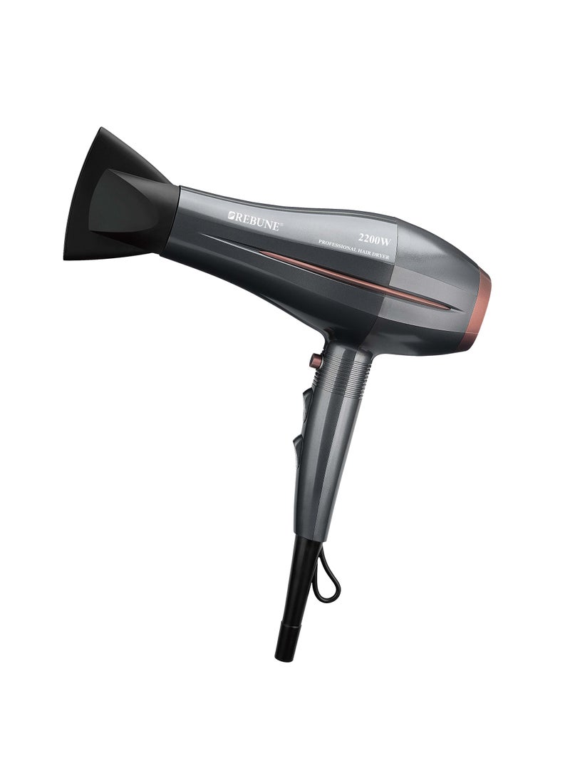 REBUNE Professional Hair Dryer with 2200W Power BLACK - Image 1