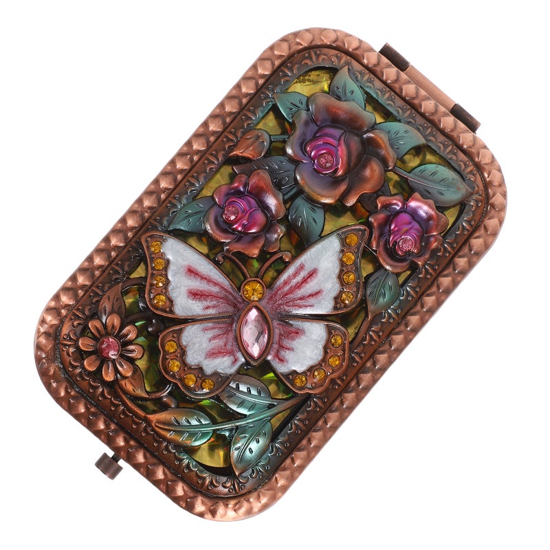 Vintage Metal Retro Portable Rectangular Cosmetic Fold Mirror Pocket Makeup Compact Travel Handheld Mirror For Women Girls - Image 1