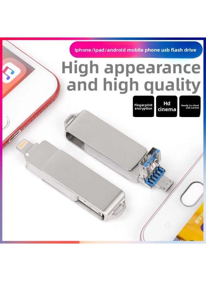 Mobile Phone U Disk For Apple Samsung Android Computer Three-in-one High-speed Multi-functional USB Gift Customization-Color:Silver Gray-Capacity:8GB  - Image 2