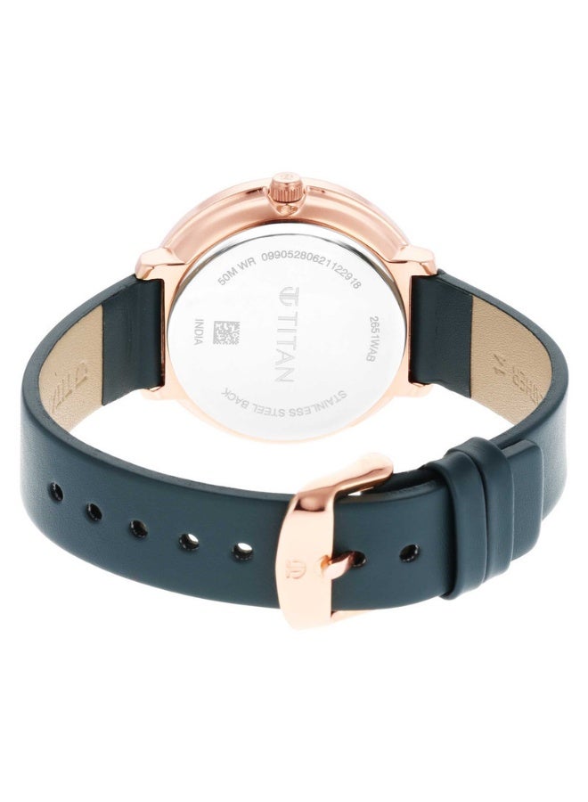 TITAN Workwear Women's Watch 2651WL02 – Grey Dial, Green Leather Strap, Quartz Movement, Mineral Glass - Image 4