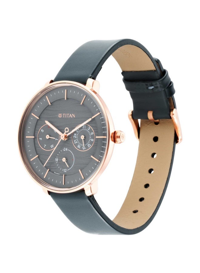 TITAN Workwear Women's Watch 2651WL02 – Grey Dial, Green Leather Strap, Quartz Movement, Mineral Glass - Image 2