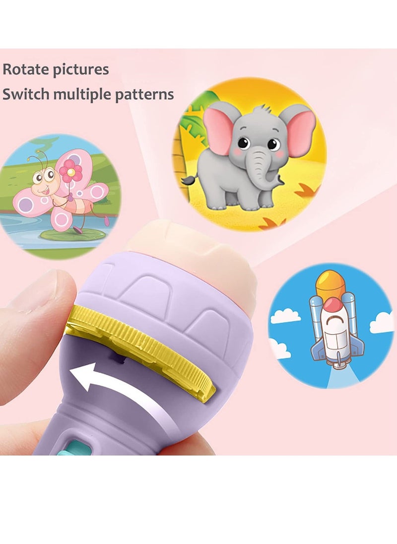 Y&D - Projection Flashlight, Children'S Slide Toys Educational Cognitive Bedtime Device Fun Projector with Animal Patterns (1 Flashlight + 3 Slides, Pink) - Image 1
