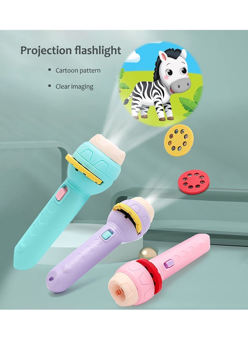 Y&D - Projection Flashlight, Children'S Slide Toys Educational Cognitive Bedtime Device Fun Projector with Animal Patterns (1 Flashlight + 3 Slides, Pink) - Image 1