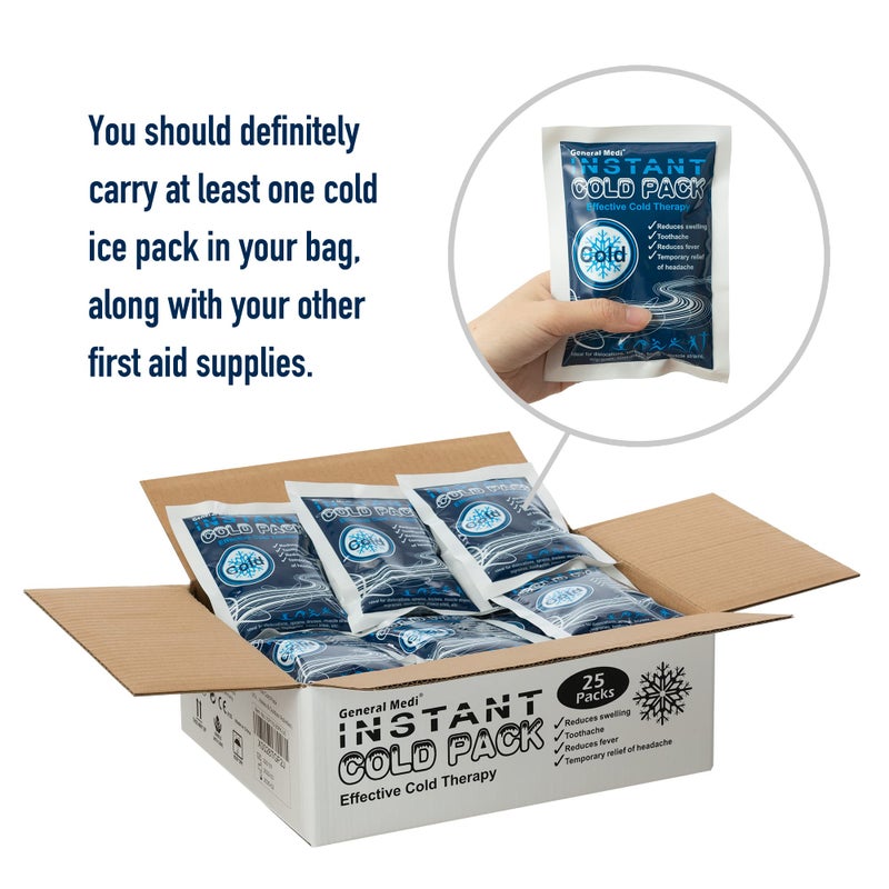 General Medi Instant Ice Cold Pack (4â€x 5.5â€) â€“ 25 Packs Disposable Cold Therapy Ice Packs for Pain Relief, Swelling, Inflammation, Sprains, Toothache â€“ for Athletes & Outdoor Activities - Image 3