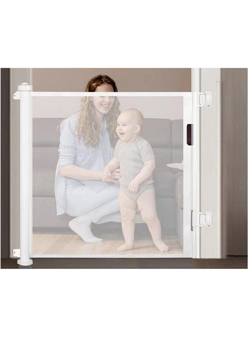 GT-Wheel Safety Gate Retractable Baby Mesh Gate for Stairs Doorways for Babies and Pets - Image 2