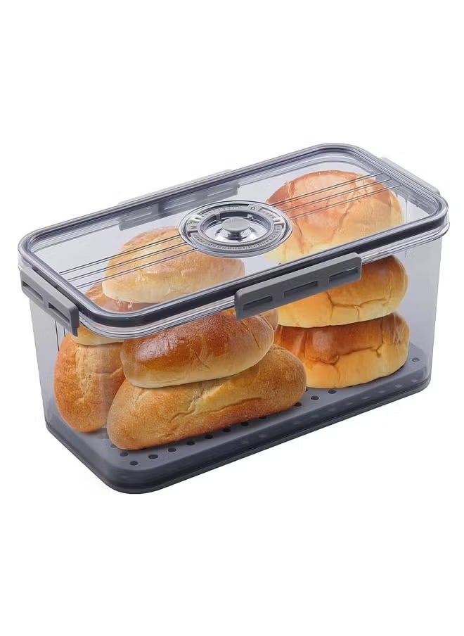 Arabest - Bread Box, Bread Storage for Homemade Bread, Airtight Bread Container Time Recording Bread Boxes for Kitchen Counter, Bread Keeper Bread Containers, Storage Airtight Loaf,32.5*17.5*15.5 cm,Grey - Image 1