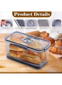 Arabest Bread Box, Bread Storage for Homemade Bread, Airtight Bread Container Time Recording Bread Boxes for Kitchen Counter, Bread Keeper Bread Containers, Storage Airtight Loaf,32.5*17.5*15.5 cm,Grey  - Image 2