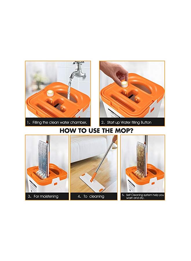 PROMASS Mop and Buckets Sets Dual Wash & Dry Cleaning Bucket with 6pcs Microfiber Mop Pads Send 1pc Bucket Cleaning Brush Masthome - Image 3