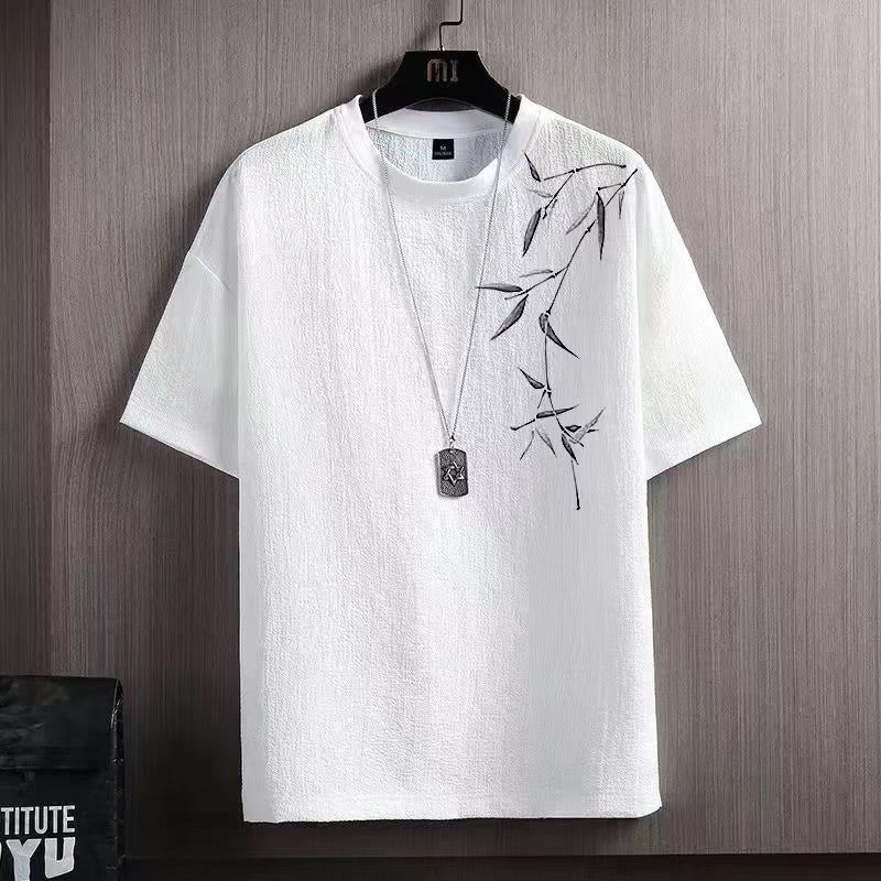 2025 New Ice Silk Short Sleeve Men's Summer Thin Ant T-shirt National Fashion Loose plus size Round Neck Half Sleeve T-shirt - Image 1