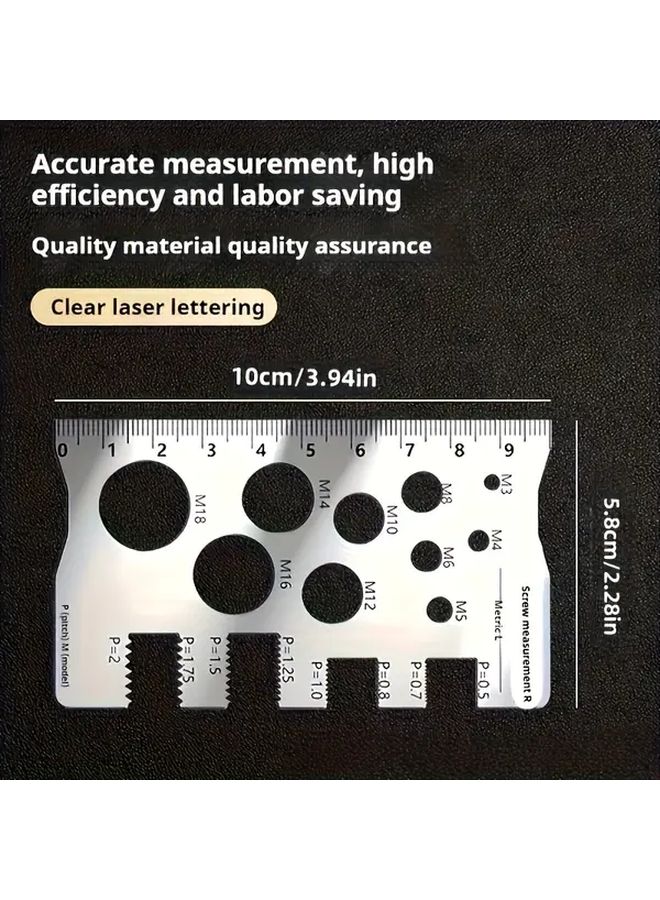 Silvery English Scale Screw Bolt Gauge Stainless Steel Caliper Inch Metric Thread Measurement Tool - Image 4