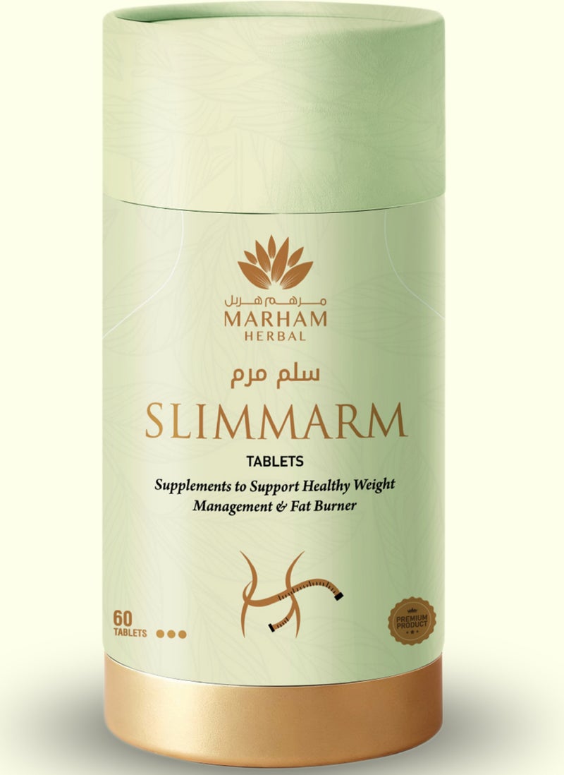 MARHAM HERBAL Slimmarm Tablets: Weight Management & Fat Burner Tablets with L-Carnitine, Garcinia Cambogia, Green Coffee Bean & Caffeine for Men & Women | Supports Metabolism & Healthy Weight Loss Slimming | 60 Tablets - Image 1