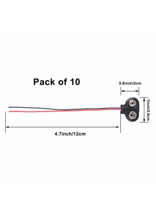 SOSUO 10 Pack 9V Battery Clip Connector, T Type Faux Leather Long Cable Housing Connection - Image 2