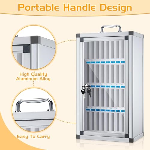 Clefairy Cell Phones Storage Cabinet 36 Slots Aluminum Alloy Cell Phones Holder Storage Box Mobile Phones Desktop Organizer Wall-Mounted Pocket Chart Storage Locker Box with a Lock - Image 4