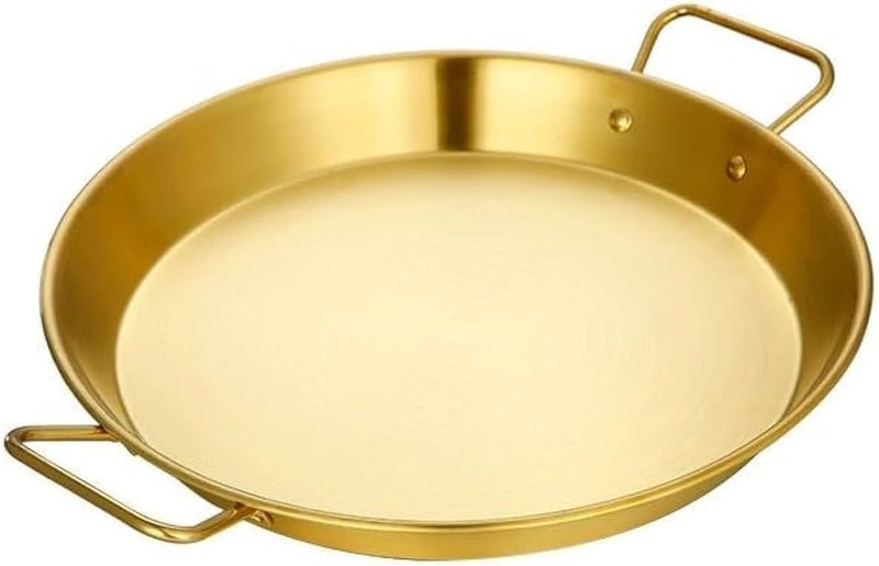 Gold stainless steel pan for cooking and serving food with two handles (24 cm) - Image 1