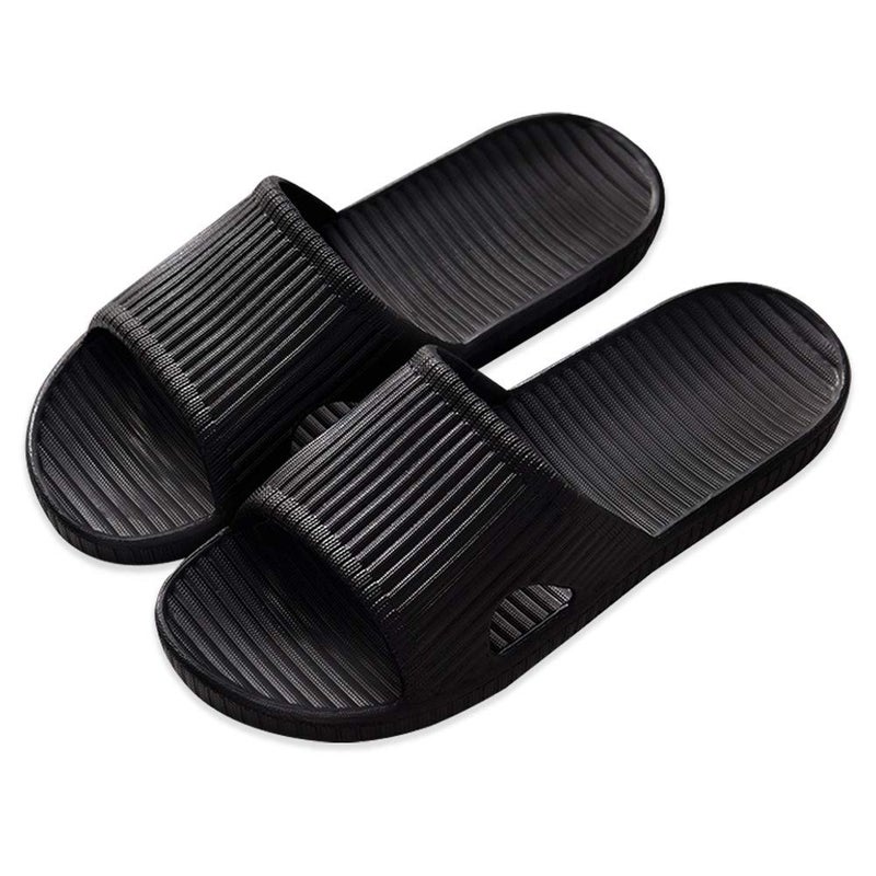 VIDSID Shower Slippers for Women Men, Quick Drying Lightweight Non Slip Open-toe EVA Travel-friendly Breathable Shoes Slide Slippers for Bathroom,House Slipper,Outdoor(Black EU44/45) - Image 1