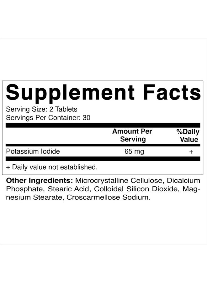 Vitamatic - Potassium Iodide 65 mg per Serving - 60 Tablets - Thyroid Support - KI Pills (60 Count (Pack of 1)) - Image 1
