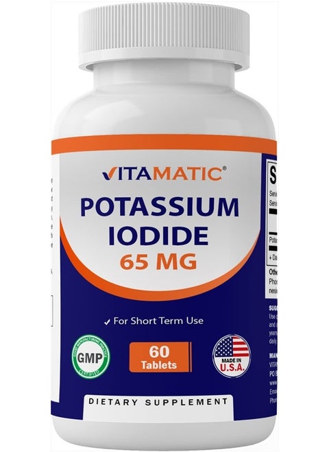 Potassium Iodide 65 mg per Serving - 60 Tablets - Thyroid Support - KI Pills (60 Count (Pack of 1))