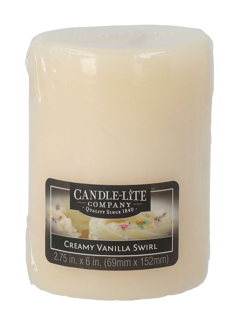 Candle-Lite Creamy Vanilla Swirl Candle Ivory 2.75x6Inch