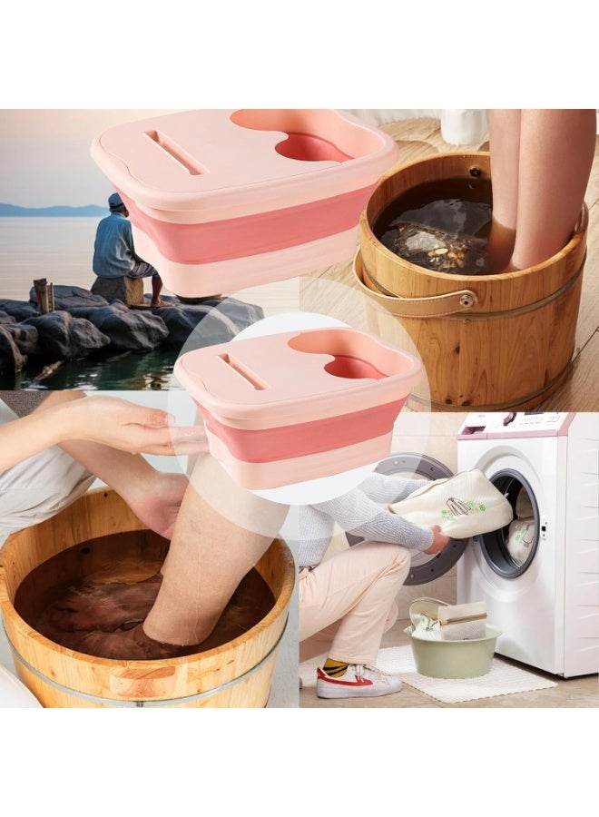 Blush Pink Collapsible Foot Bath Soaking Tub With Lid, Portable Foldable Foot Spa Basin For Warm Foot Soak, Pedicure, Home Spa, Bathroom Use, Relaxation & Daily Foot Care, For Women, Men & Seniors - Image 4