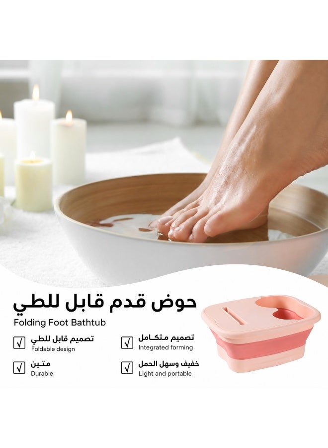 Blush Pink Collapsible Foot Bath Soaking Tub With Lid, Portable Foldable Foot Spa Basin For Warm Foot Soak, Pedicure, Home Spa, Bathroom Use, Relaxation & Daily Foot Care, For Women, Men & Seniors - Image 2