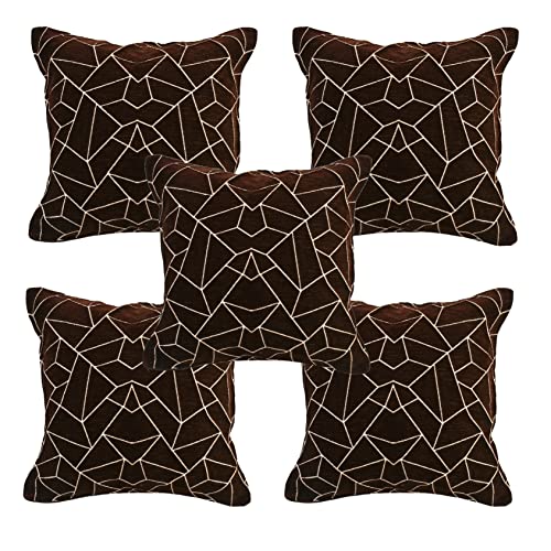 Dazzling DECOR L Shape Velvet Sofa Cover Set - Printed Sofa Back Slip Covers Panels 3 and 2 and 1 Seater Cover for Long Sofa Couch - Premium Slip Cover Protector with Cushion Covers, Brown_1382 - Image 3
