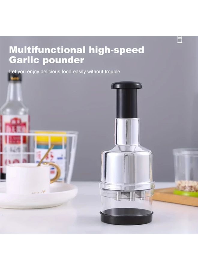 1pc Heavy Duty Manual Garlic Press And Onion Chopper Stainless Steel Garlic Crusher With Lever No Electricity Needed Easy Clean Design For Garlic Onions Herbs Spices Kitchen Tool For Home And Professional Kitchens Durable 430 Stainless Steel Construction Garlic Mincer Herb Chopping Sleek Silvery Finish Food Preparation Compact Gadget Sturdy Build Hand Operated Press - Image 2