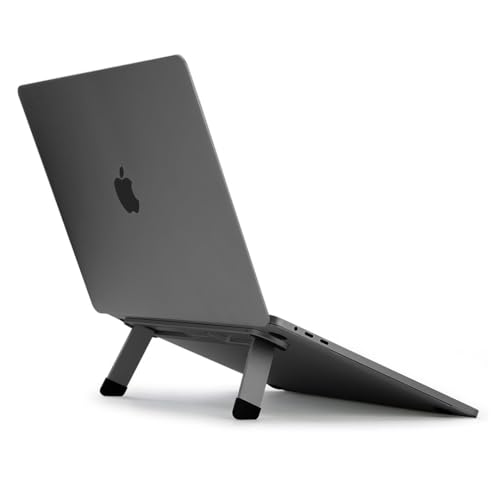 DailyObjects Tabletop Osgo - Adjustable Folding Laptop/Tablet Stand | Ideal tilt for Drawing/Writing/Viewing | Aluminum Finish | Suitable for Table/Desk/Bed | (Space Grey) - Image 1
