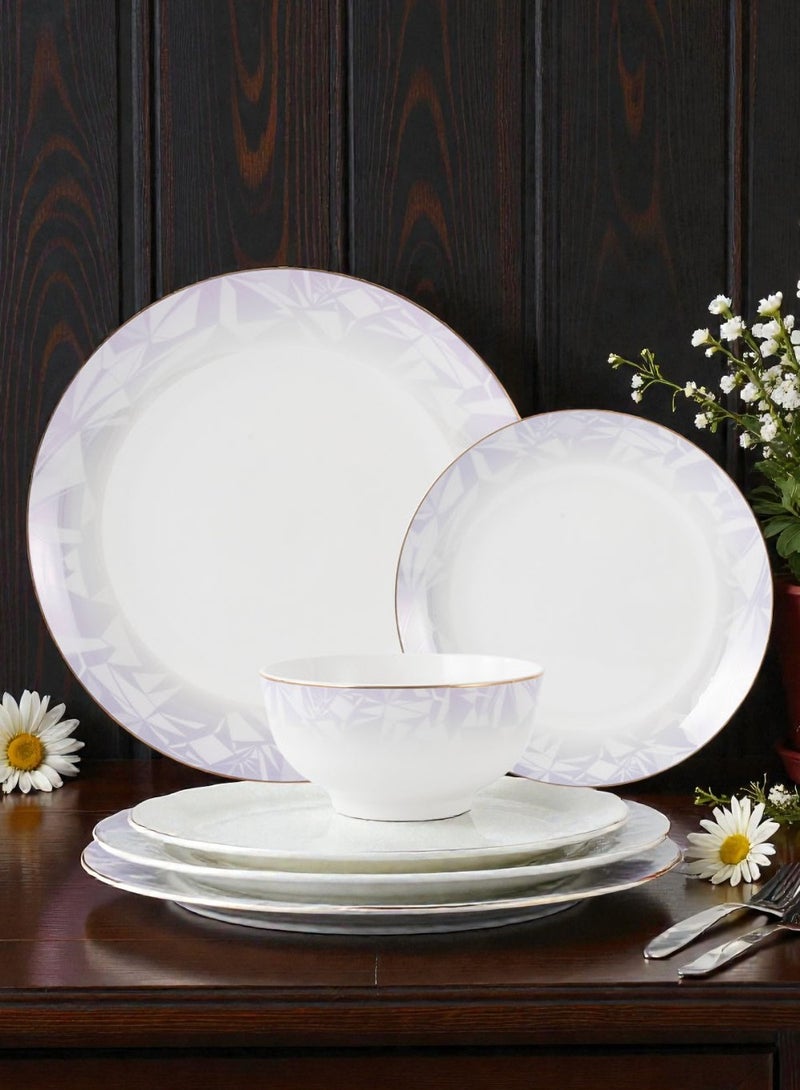 ايست من نون طقم سفرة من البورسلين مكون من 18 قطعة، يكفي 6 أشخاص، آمن للاستخدام في الميكروويف وغسالة الصحون، باللون البنفسجي. - Image 2