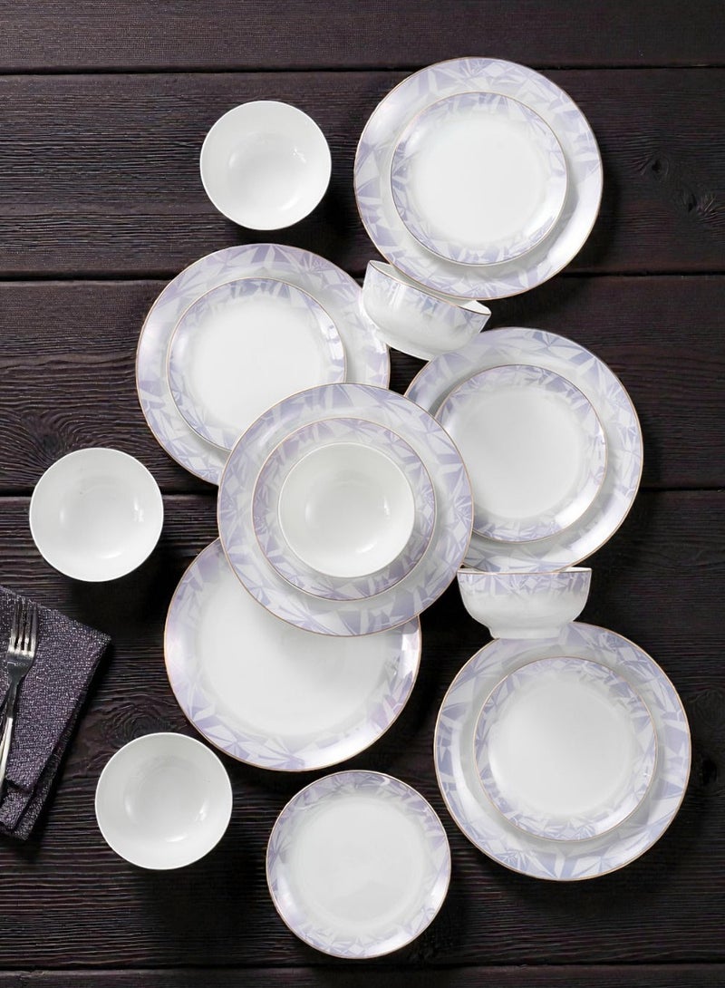 ايست من نون طقم سفرة من البورسلين مكون من 18 قطعة، يكفي 6 أشخاص، آمن للاستخدام في الميكروويف وغسالة الصحون، باللون البنفسجي. - Image 3