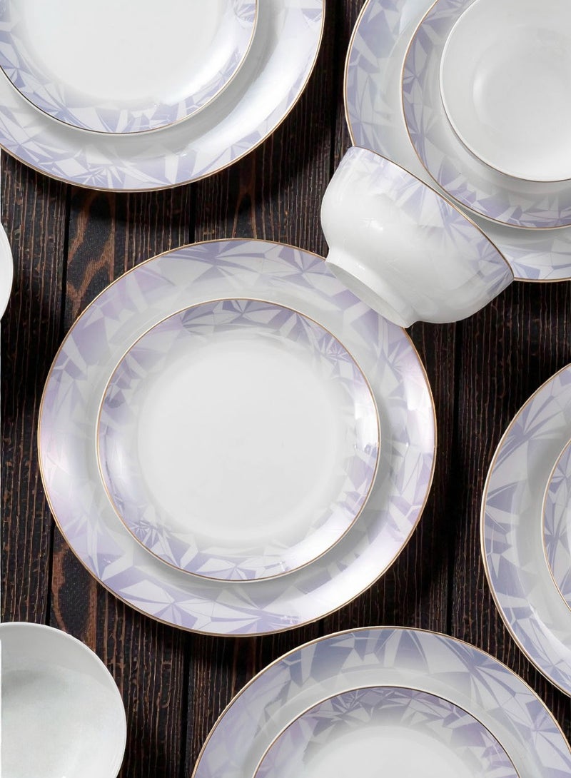 ايست من نون طقم سفرة من البورسلين مكون من 18 قطعة، يكفي 6 أشخاص، آمن للاستخدام في الميكروويف وغسالة الصحون، باللون البنفسجي. - Image 4