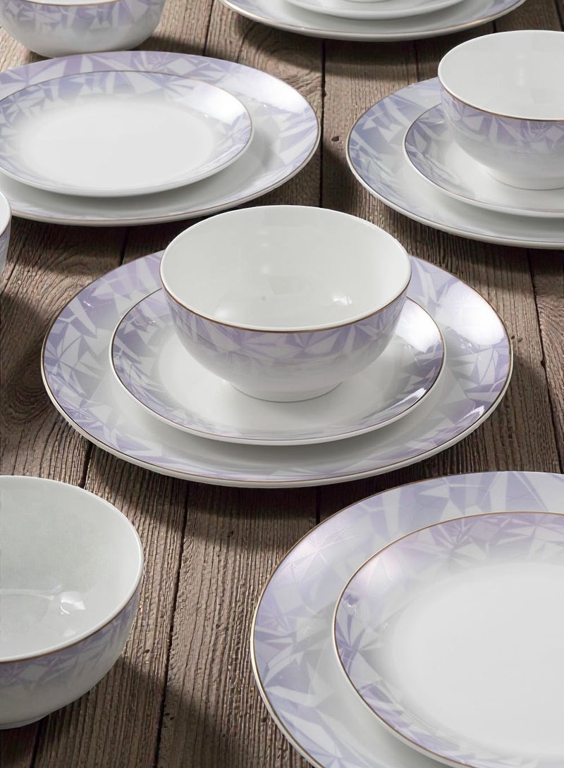 ايست من نون طقم سفرة من البورسلين مكون من 18 قطعة، يكفي 6 أشخاص، آمن للاستخدام في الميكروويف وغسالة الصحون، باللون البنفسجي. - Image 5