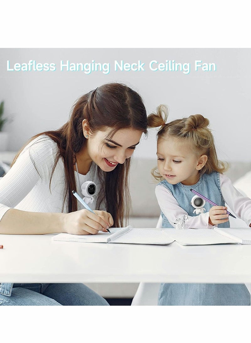 إكسفور مروحة صغيرة محمولة ، قلادة مروحة شخصية محمولة قابلة لإعادة الشحن مع 3 سرعة رياح معلقة USB مروحة محمولة بدون استخدام اليدين يمكن ارتداؤها بدون أوراق مروحة صغيرة لرائد الفضاء للمنزل والمكتب والسفر في ال - Image 5