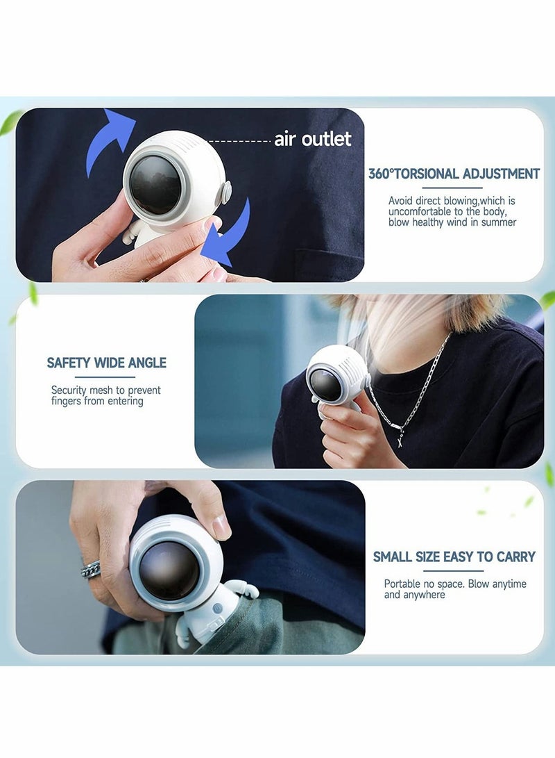 إكسفور مروحة صغيرة محمولة ، قلادة مروحة شخصية محمولة قابلة لإعادة الشحن مع 3 سرعة رياح معلقة USB مروحة محمولة بدون استخدام اليدين يمكن ارتداؤها بدون أوراق مروحة صغيرة لرائد الفضاء للمنزل والمكتب والسفر في ال - Image 2