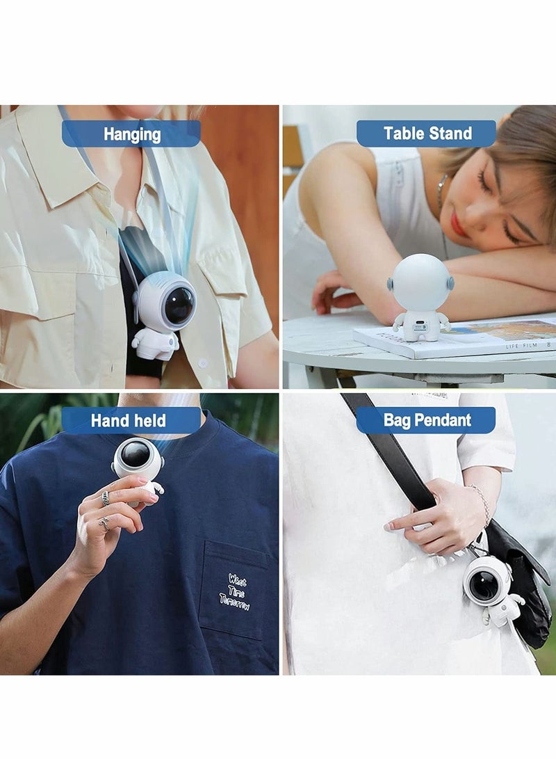 إكسفور مروحة صغيرة محمولة ، قلادة مروحة شخصية محمولة قابلة لإعادة الشحن مع 3 سرعة رياح معلقة USB مروحة محمولة بدون استخدام اليدين يمكن ارتداؤها بدون أوراق مروحة صغيرة لرائد الفضاء للمنزل والمكتب والسفر في ال - Image 4