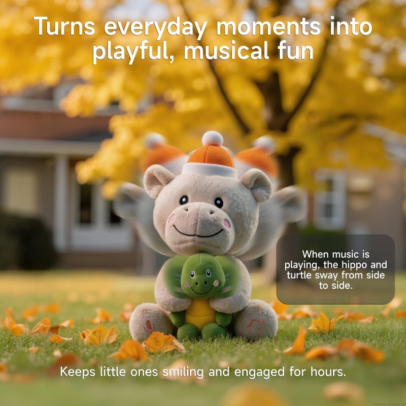 eJog Pup Dancing Talking Baby Music Toy, Mimicking Twisting Electronic Soft Plush Hippo Toy with Record & Repeating What You Say, Singing Interactive Baby Toy for Boys Girls Kids - Image 4