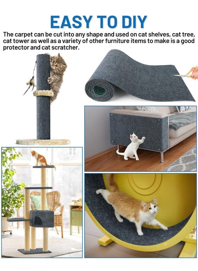 MOWKIT Cat Scratch Couch Furniture Protector, 78.7" x 15.8" Self-Adhesive Cat Scratch Mats, Trimmable DIY Cat Scratcher Pads for Wall, Couch Corner, Cat Tower and Replacement Pads (Gray) - Image 5