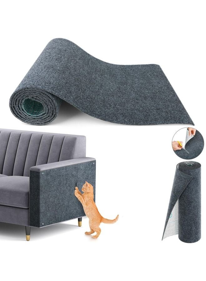 MOWKIT Cat Scratch Couch Furniture Protector, 78.7" x 15.8" Self-Adhesive Cat Scratch Mats, Trimmable DIY Cat Scratcher Pads for Wall, Couch Corner, Cat Tower and Replacement Pads (Gray) - Image 1