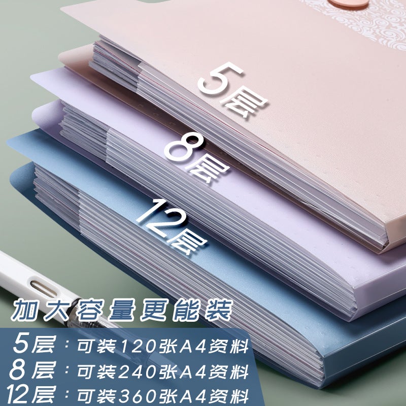 12-Grids Organ Bag Folder Student Test Paper Folder 8-Grids Cute Transparent Classification Storage A4 Multi-Layer Storage Bag - Image 5