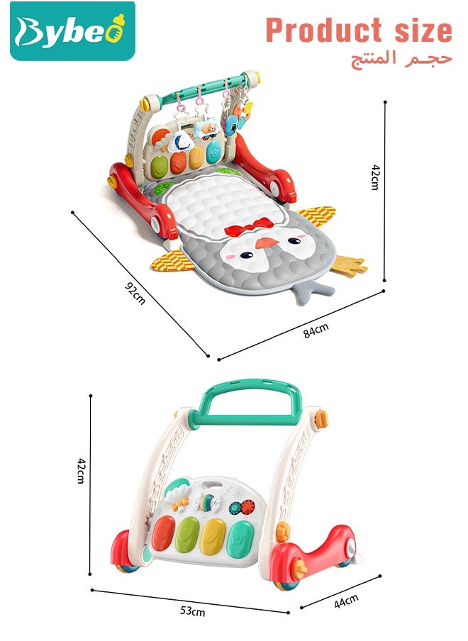 Bybeo - 4 In 1 Baby Playmat & Play Piano Gym With Walker, Learning Walking Stroller and Soft Infants Floor Activity Center, Musical Keyboard, Tummy Time - Image 1