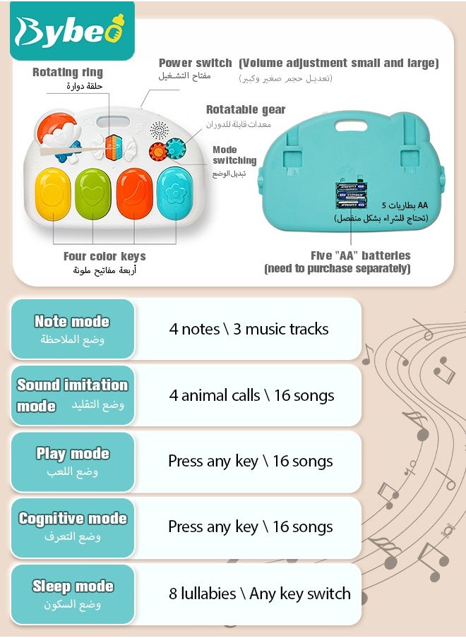 Bybeo - 4 In 1 Baby Playmat & Play Piano Gym With Walker, Learning Walking Stroller and Soft Infants Floor Activity Center, Musical Keyboard, Tummy Time - Image 1