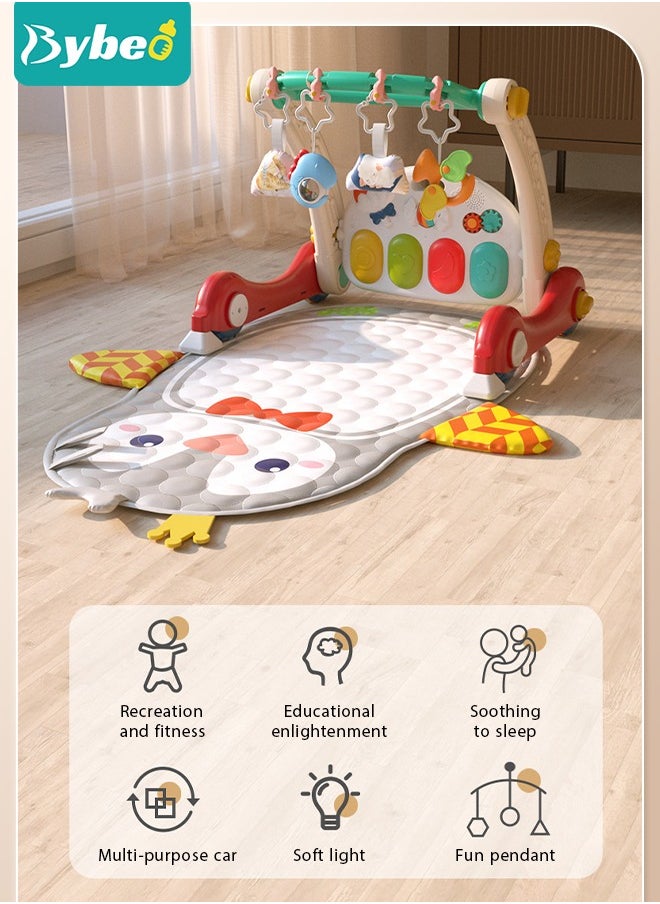 Bybeo - 4 In 1 Baby Playmat & Play Piano Gym With Walker, Learning Walking Stroller and Soft Infants Floor Activity Center, Musical Keyboard, Tummy Time - Image 1