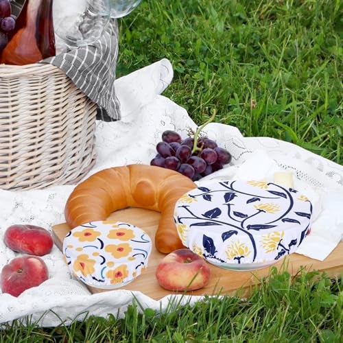 Revahope 5 Pieces Bowl Covers Reusable, 5 Size Stretch Cloth Covers for Bread Proofing Fabric Elastic Food Covers Washable for Food Fruits Leftover (Floral) - Image 4